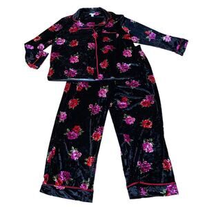 Sofia Intimates by Sofia Vergara Floral Print Pajama Set Black 2X (18W-20W) NWTs